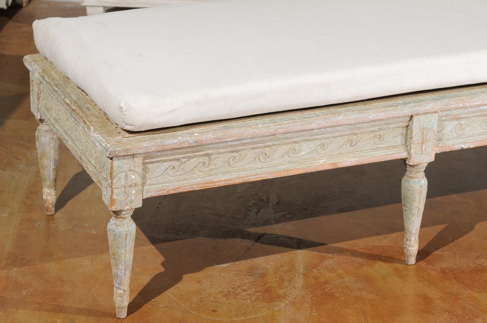 18th Century Swedish 1790s Gustavian Period Painted Wood Bench with Vitruvian Scrolls