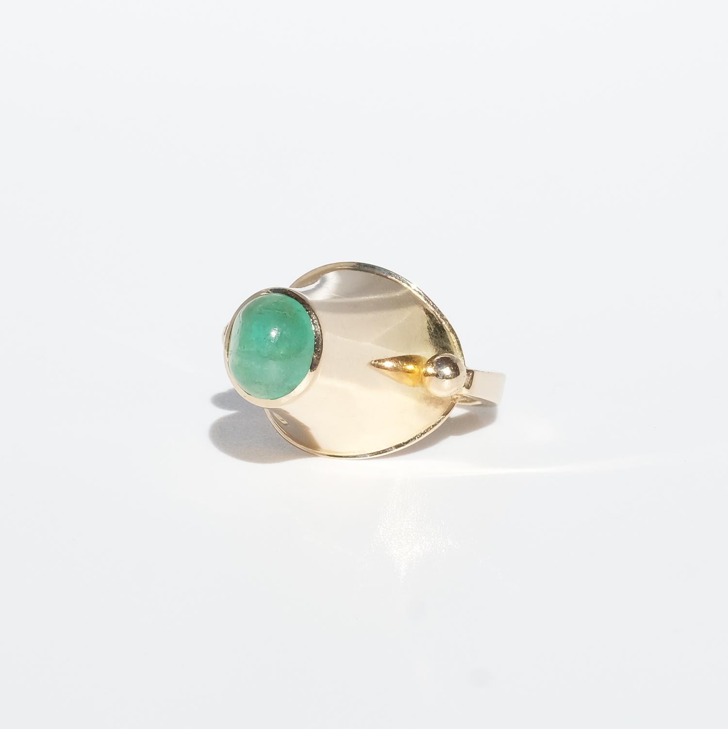 Swedish 18 K Gold Ring with an Emerald Made in 1966, Sigurd Persson 6