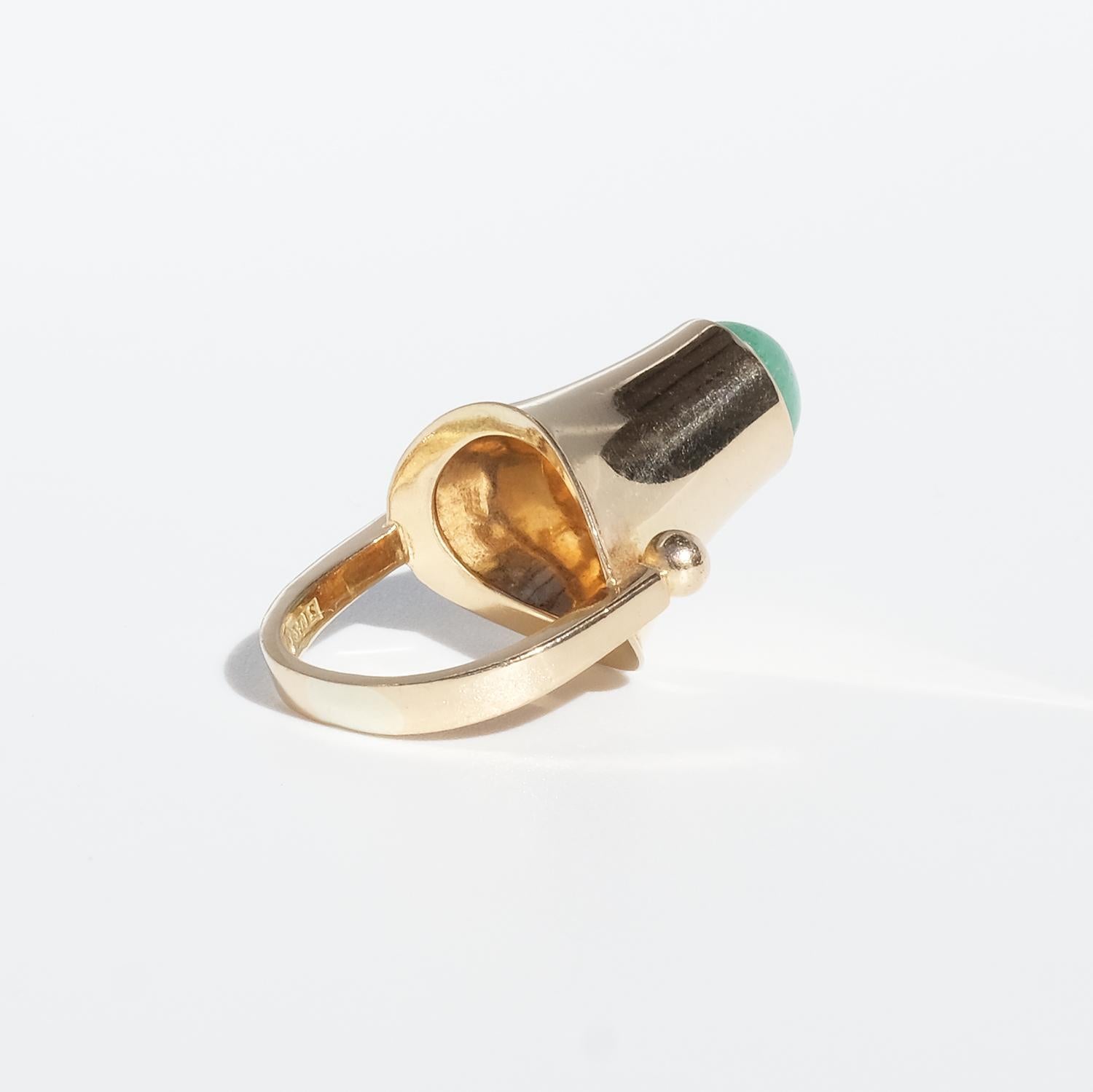 Swedish 18 K Gold Ring with an Emerald Made in 1966, Sigurd Persson 7