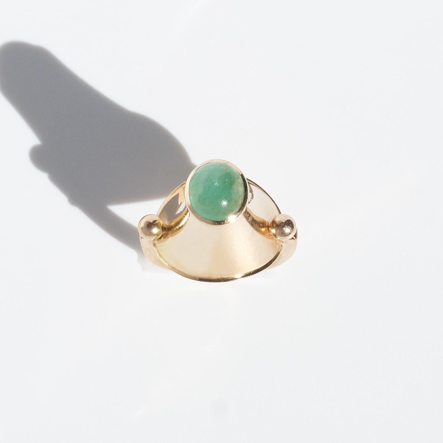 Swedish 18 K Gold Ring with an Emerald Made in 1966, Sigurd Persson 3