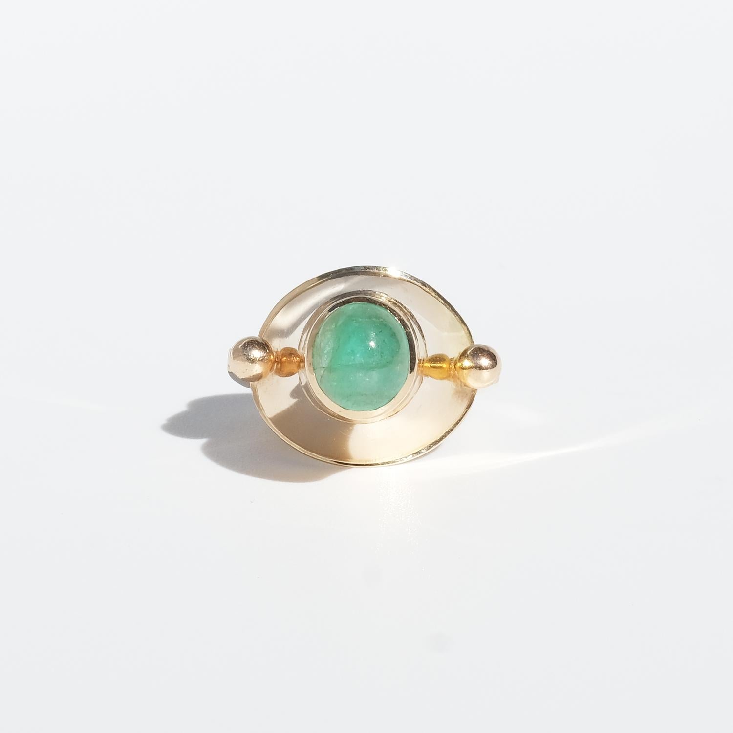 Swedish 18 K Gold Ring with an Emerald Made in 1966, Sigurd Persson 5