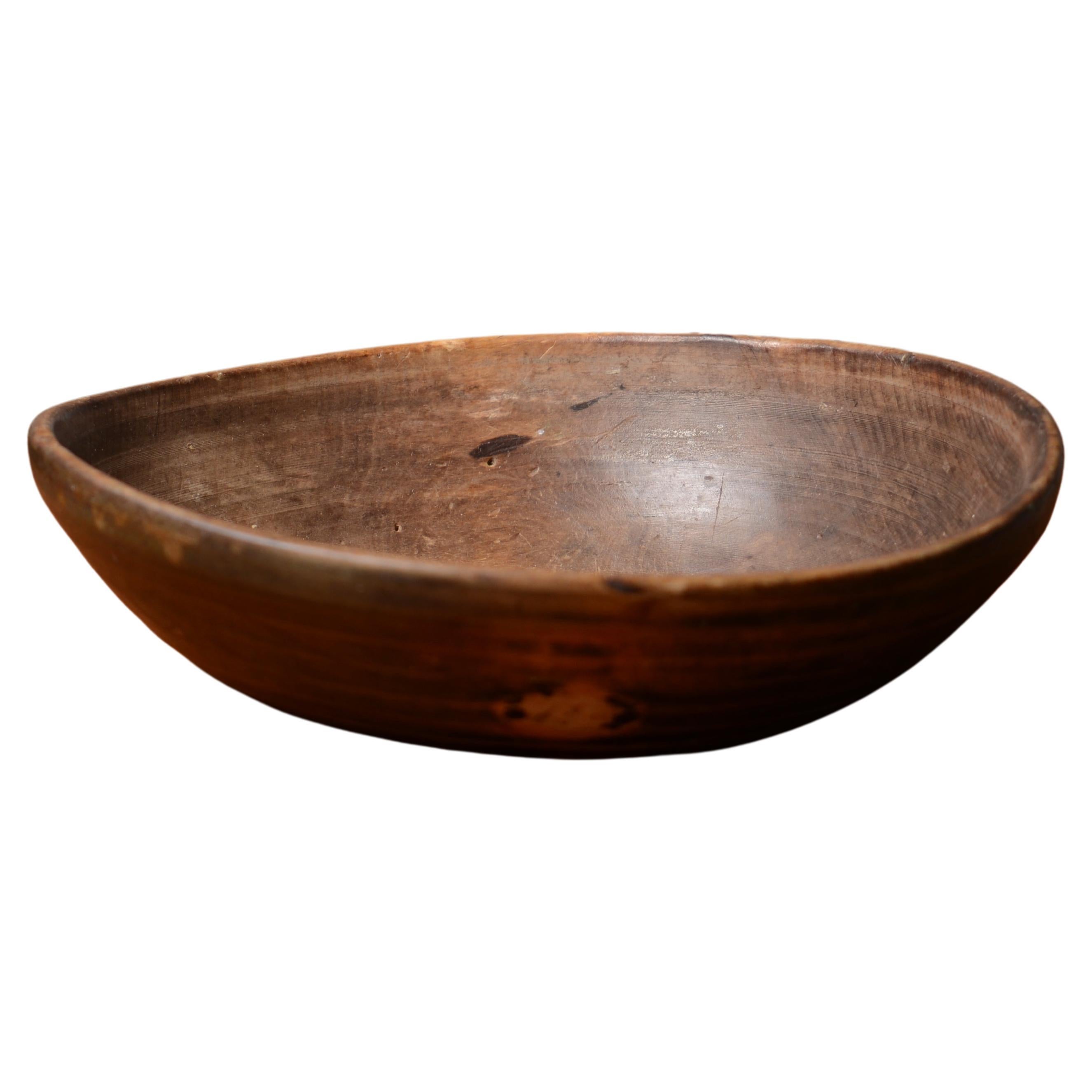 Swedish 1800 Hand Carved Wooden Bowl, Folk Art For Sale