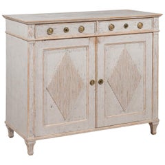 Swedish 1800s Gustavian Painted Sideboard from Nyckelviken with Diamond Motifs