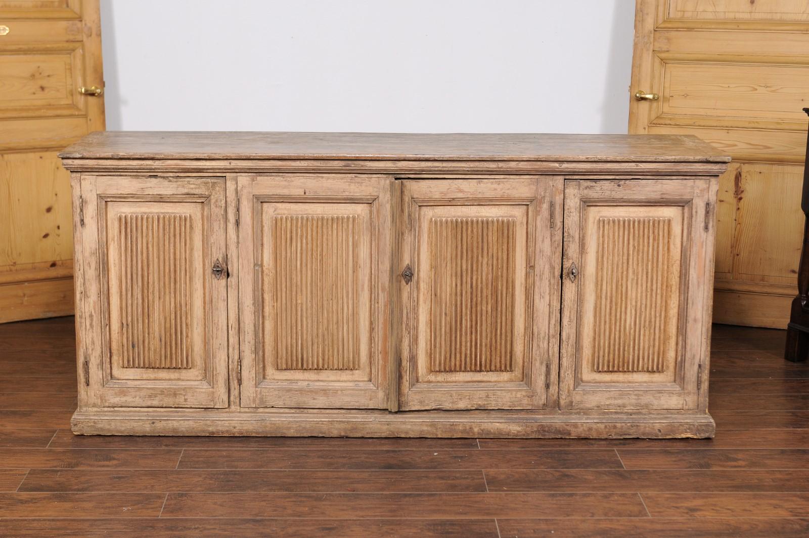 Swedish 1820s Four-Door Pine Enfilade with Fluted Motifs and Hidden Drawers 8