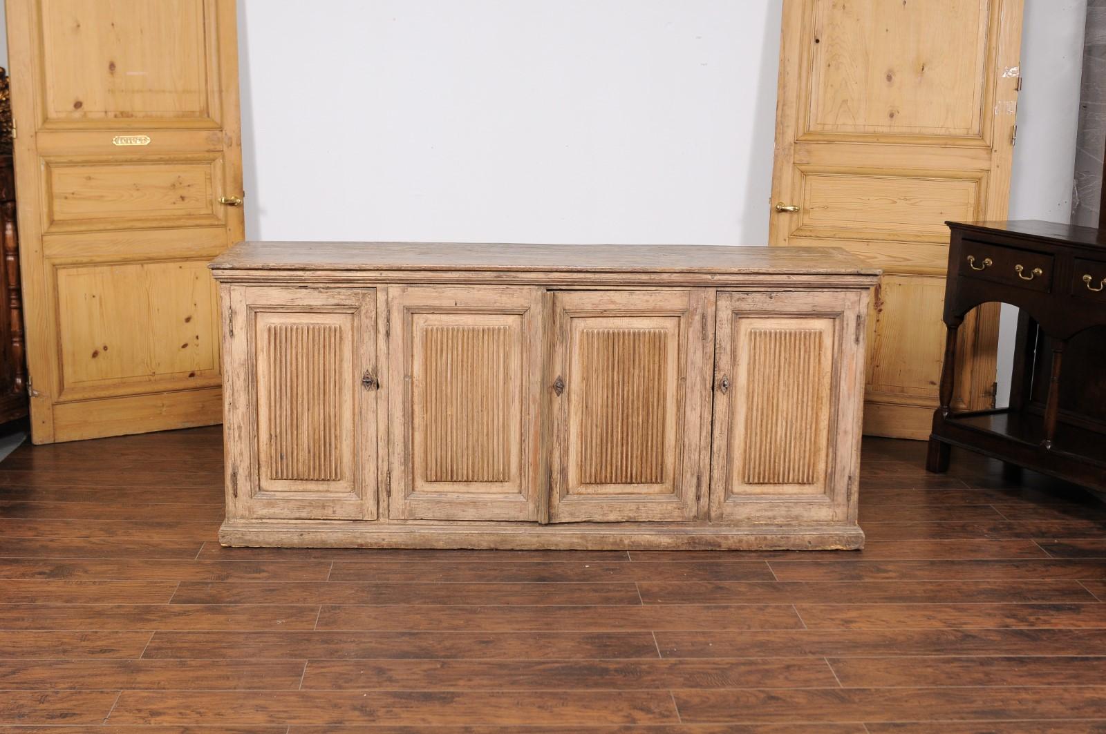 Swedish 1820s Four-Door Pine Enfilade with Fluted Motifs and Hidden Drawers 9