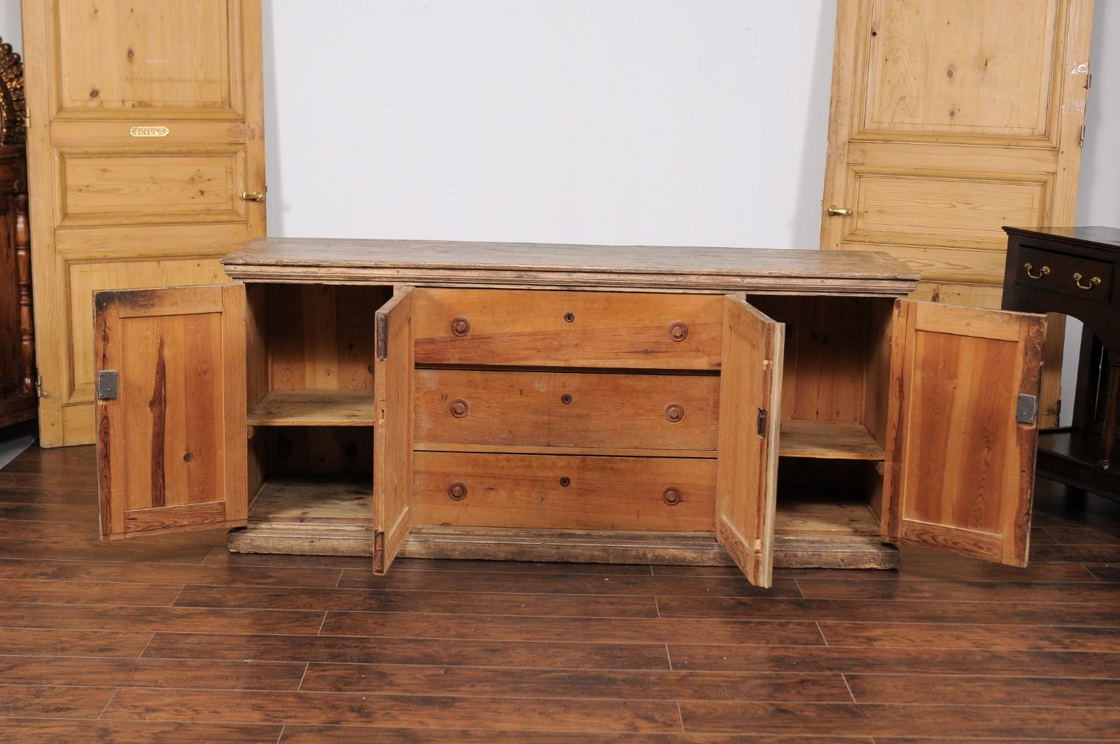 Swedish 1820s Four-Door Pine Enfilade with Fluted Motifs and Hidden Drawers 12