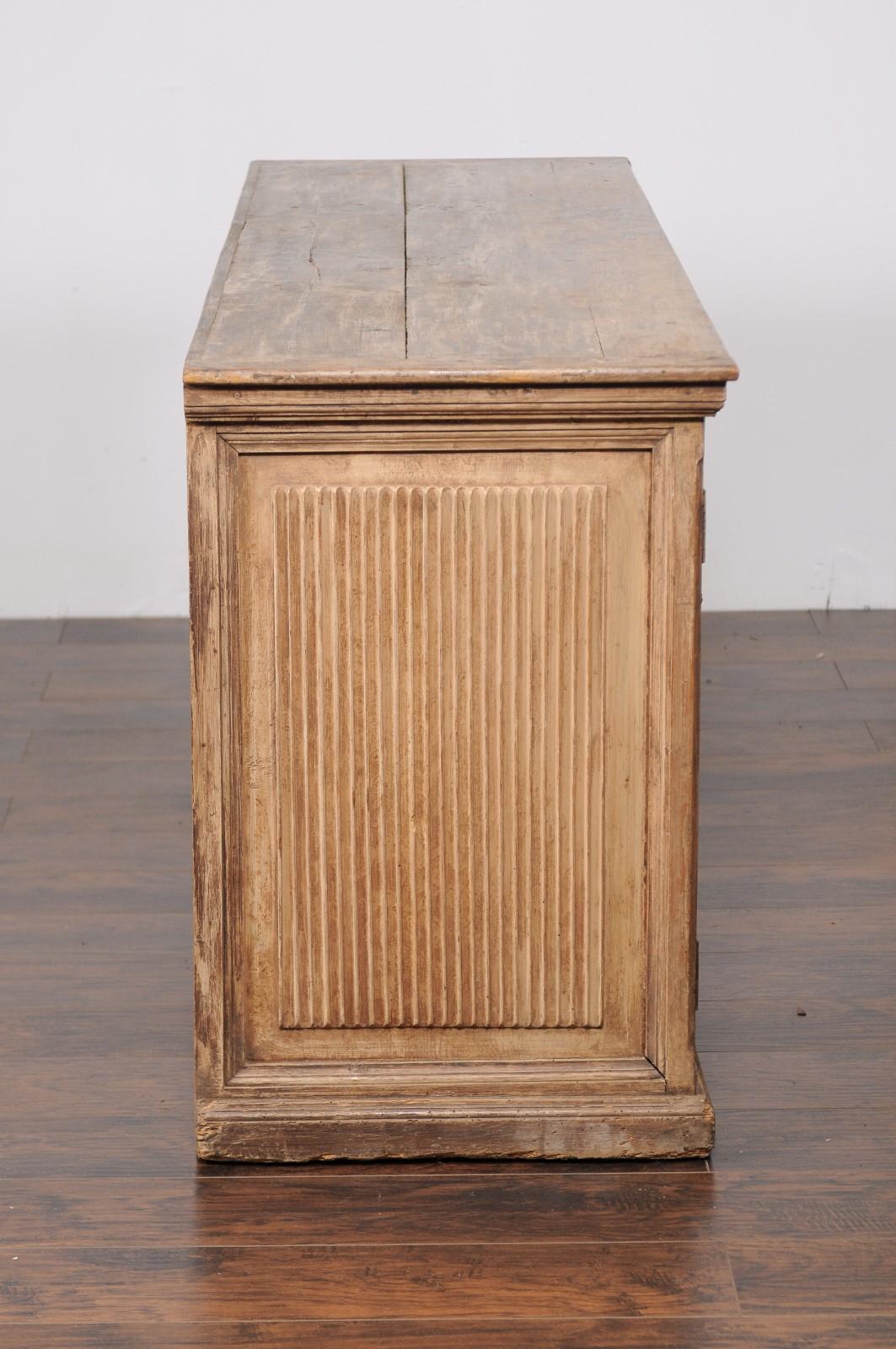 Swedish 1820s Four-Door Pine Enfilade with Fluted Motifs and Hidden Drawers 1