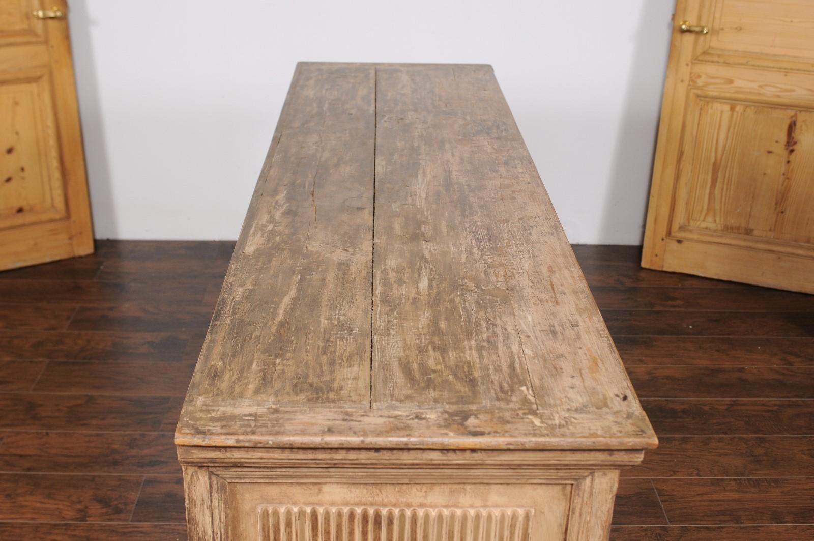 Swedish 1820s Four-Door Pine Enfilade with Fluted Motifs and Hidden Drawers 2