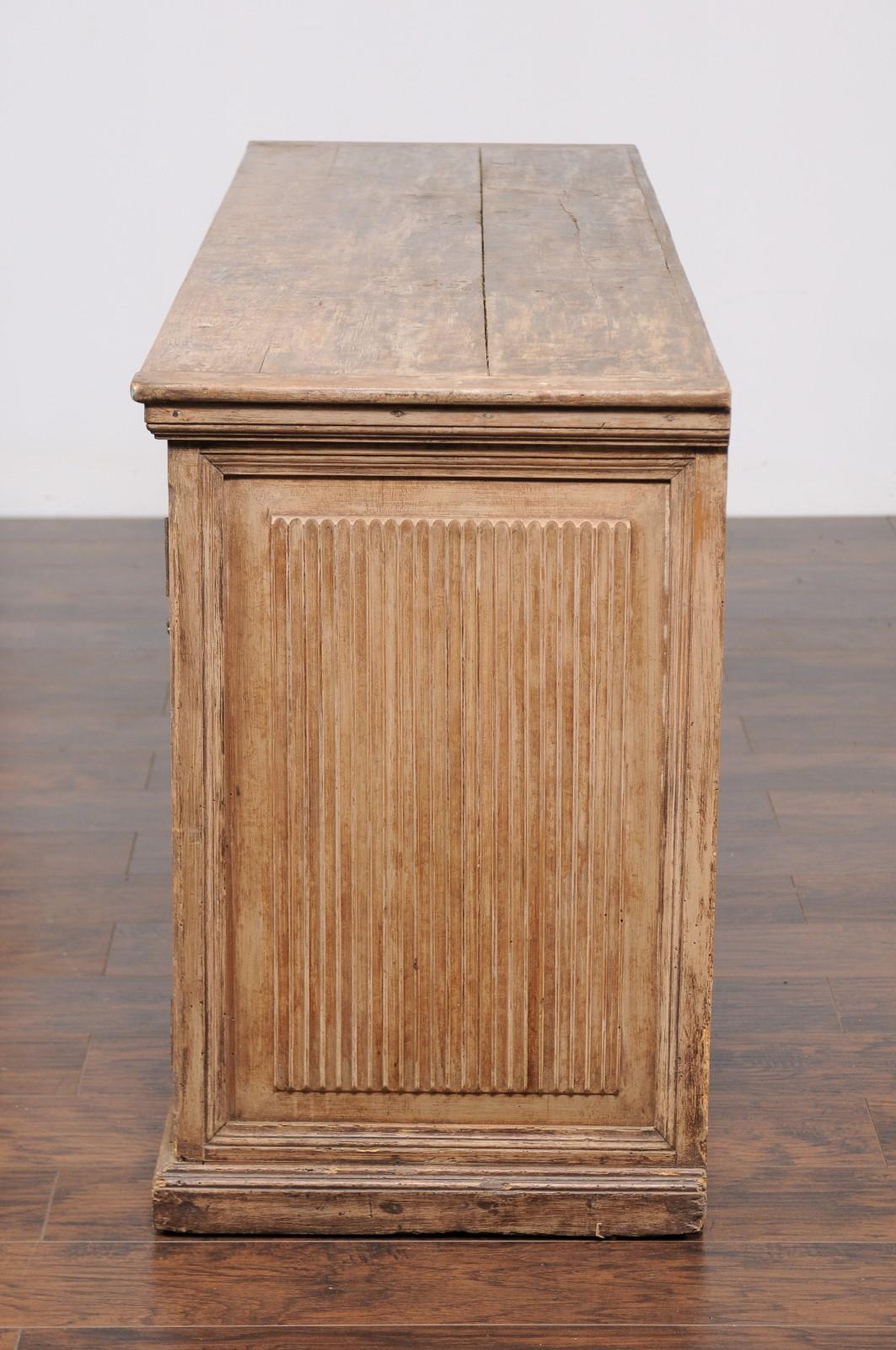 Swedish 1820s Four-Door Pine Enfilade with Fluted Motifs and Hidden Drawers 4