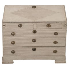Swedish 1820s Late Gustavian Period Painted Slant-Front Desk with Five Drawers
