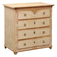 Swedish 1820s Painted Four-Drawer Chest with Distressed Finish and Petite Feet