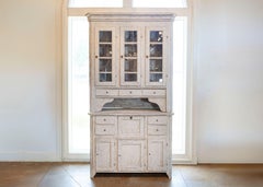 Swedish 1830s Painted Wood Vitrine Cabinet with Glass Doors and Drawers