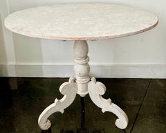 Swedish 1840’s Painted Wood Large Table with Oval Top and Pedestal Base