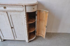 Swedish 1850s Distressed Light Gray Painted Sideboard with Rounded Corners