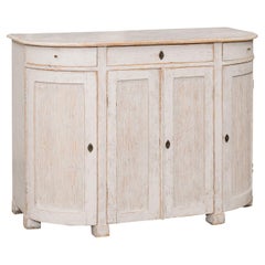 Swedish 1850s Gustavian Style Painted Demi-Lune Sideboard with Reeded Motifs