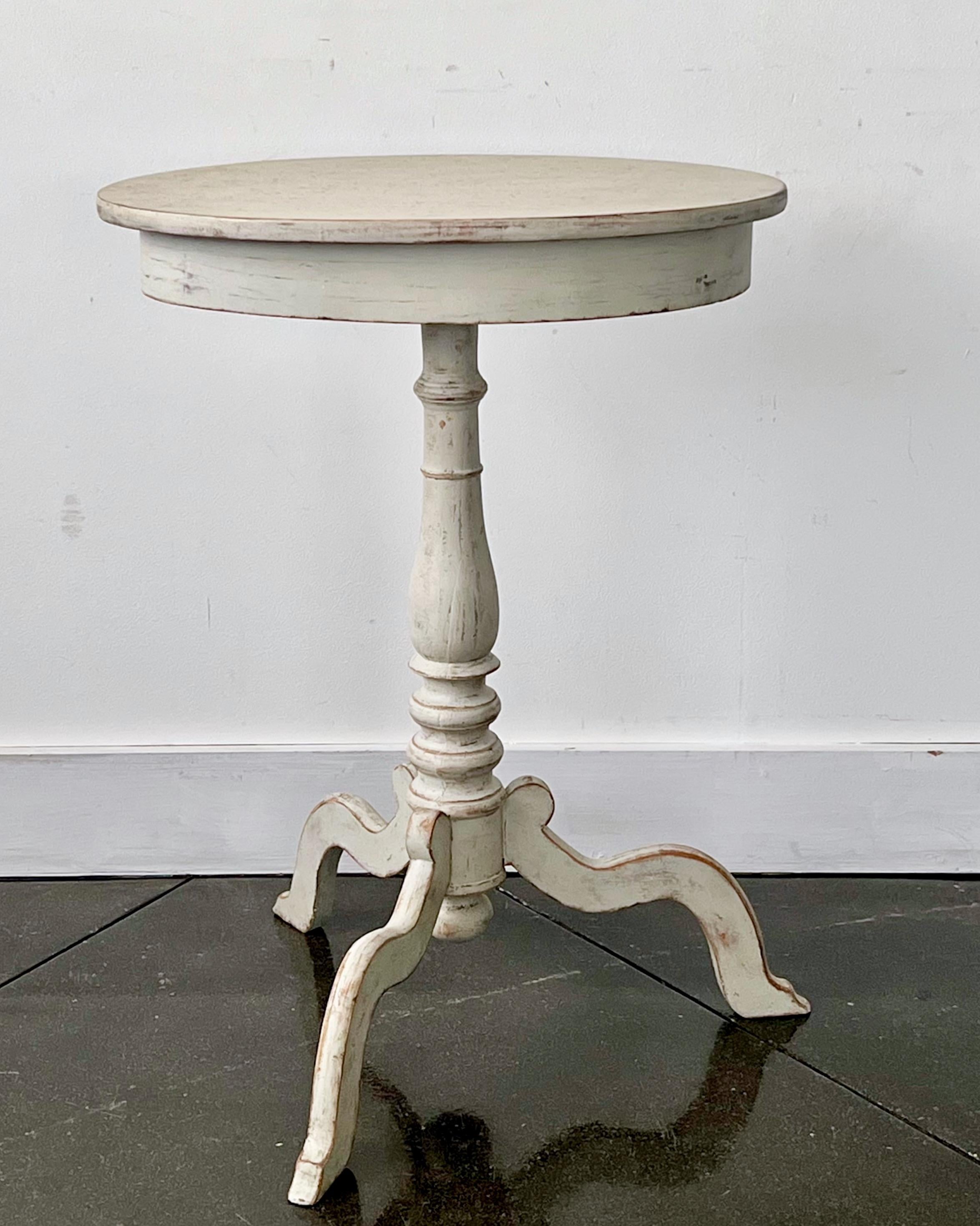 Hand-Carved Swedish 1850s Painted Over Table For Sale