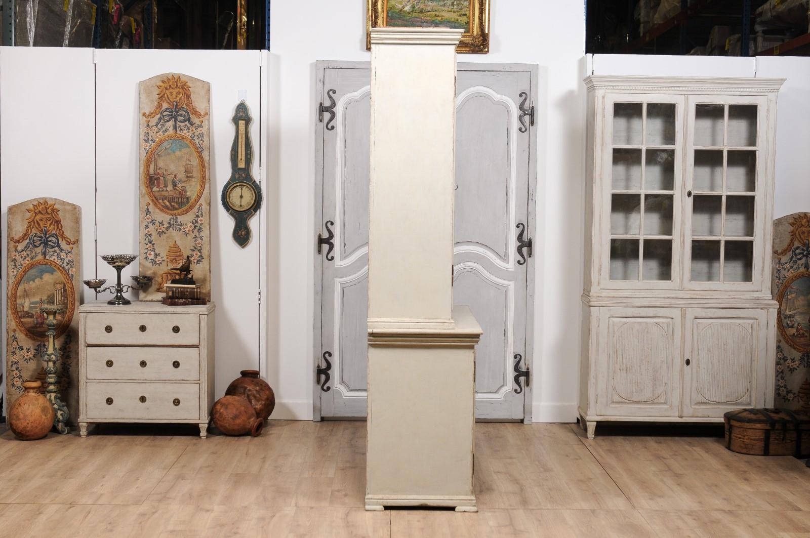 Swedish 1850s Two-part Painted Cabinet with Glass and Wooden Doors 2