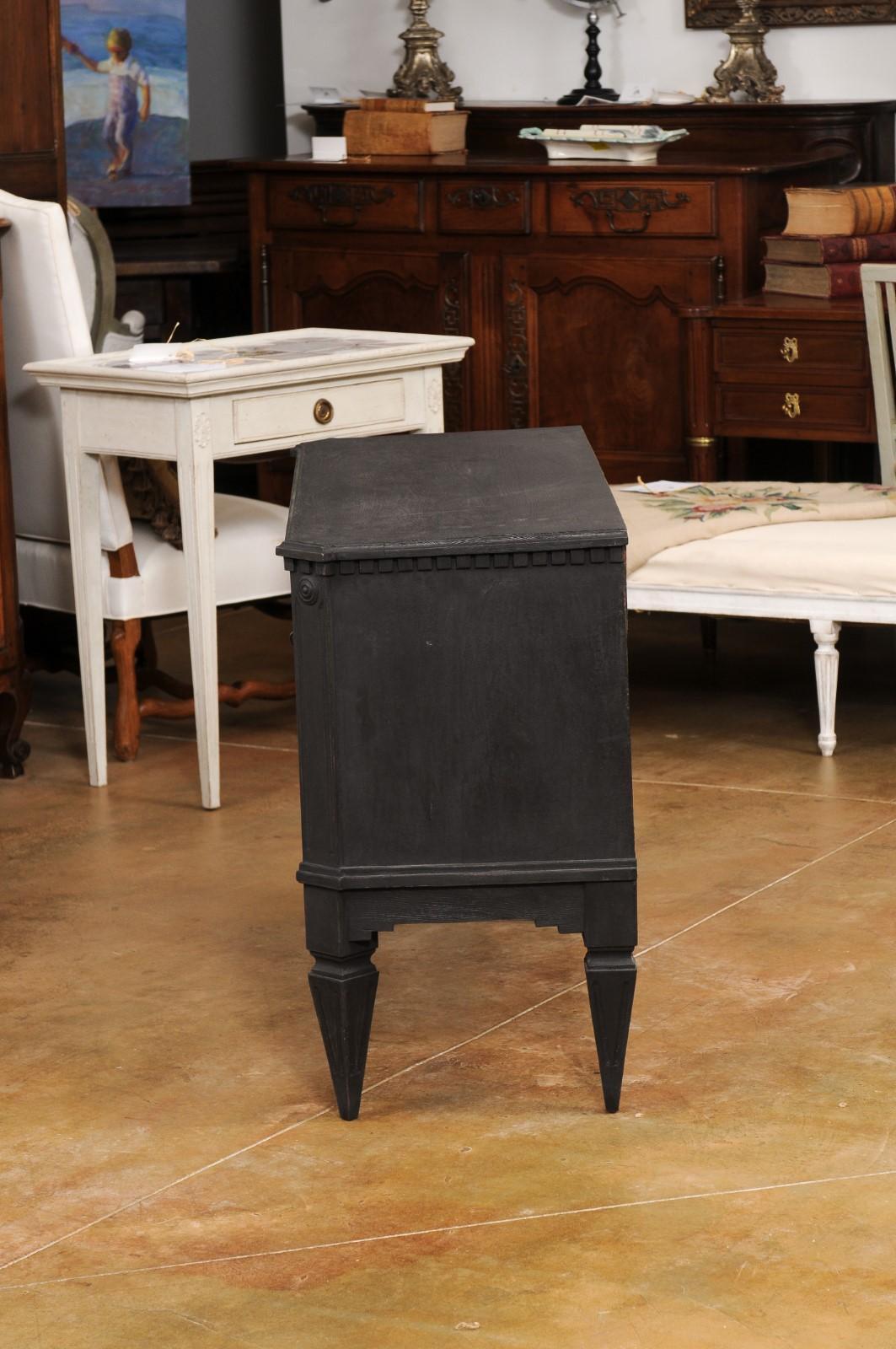 Swedish 1855s Black Painted Chest with Central Door and Seven Drawers For Sale 1