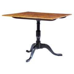 Swedish 1860s Birch Root Tilt Top Table with Ebonized Pedestal Base