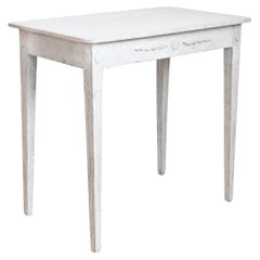 Swedish 1860s Gustavian Style Painted Console Table with Carved Floral Décor
