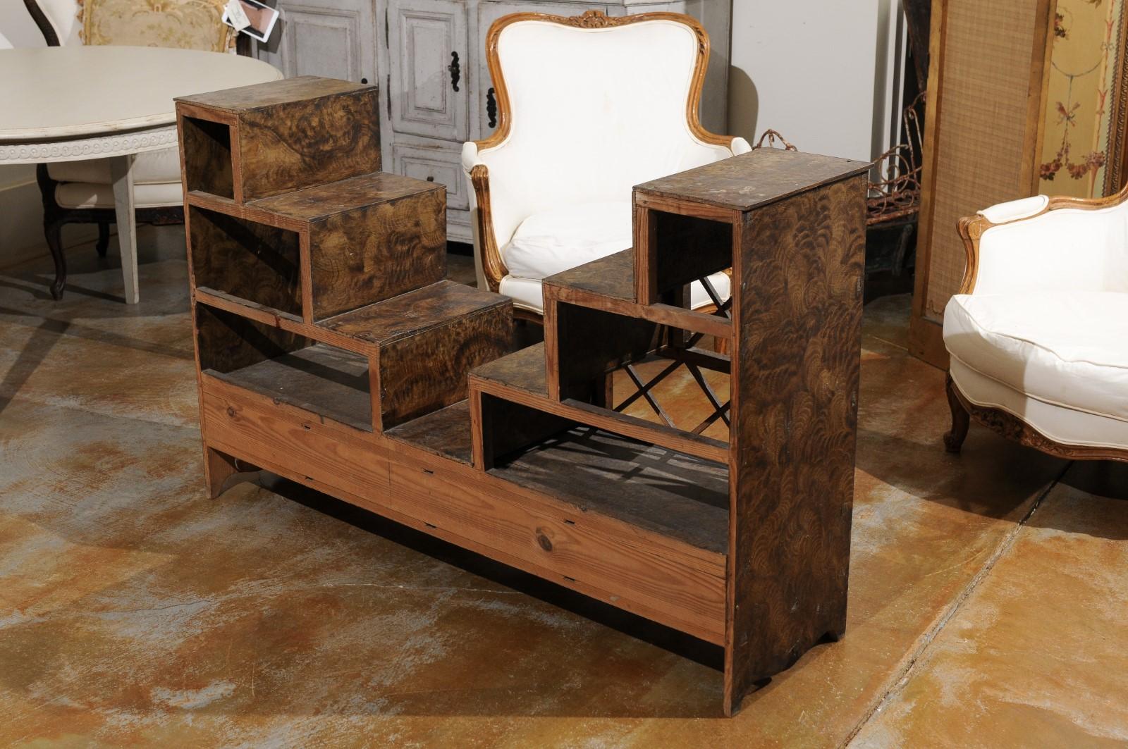 Swedish 1860s Stepped Flower Stand with Drawers, Scalloped Apron and X Motifs 2