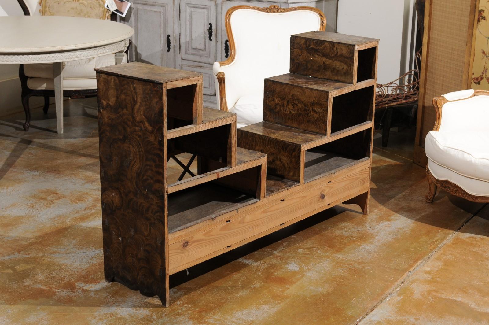 Swedish 1860s Stepped Flower Stand with Drawers, Scalloped Apron and X Motifs 3