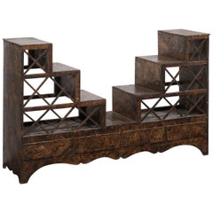 Swedish 1860s Stepped Flower Stand with Drawers, Scalloped Apron and X Motifs