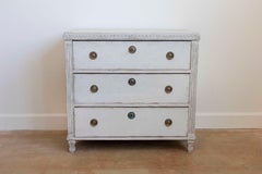 Swedish 1865 Neoclassical Style Painted Three-Drawer Chest with Guilloches
