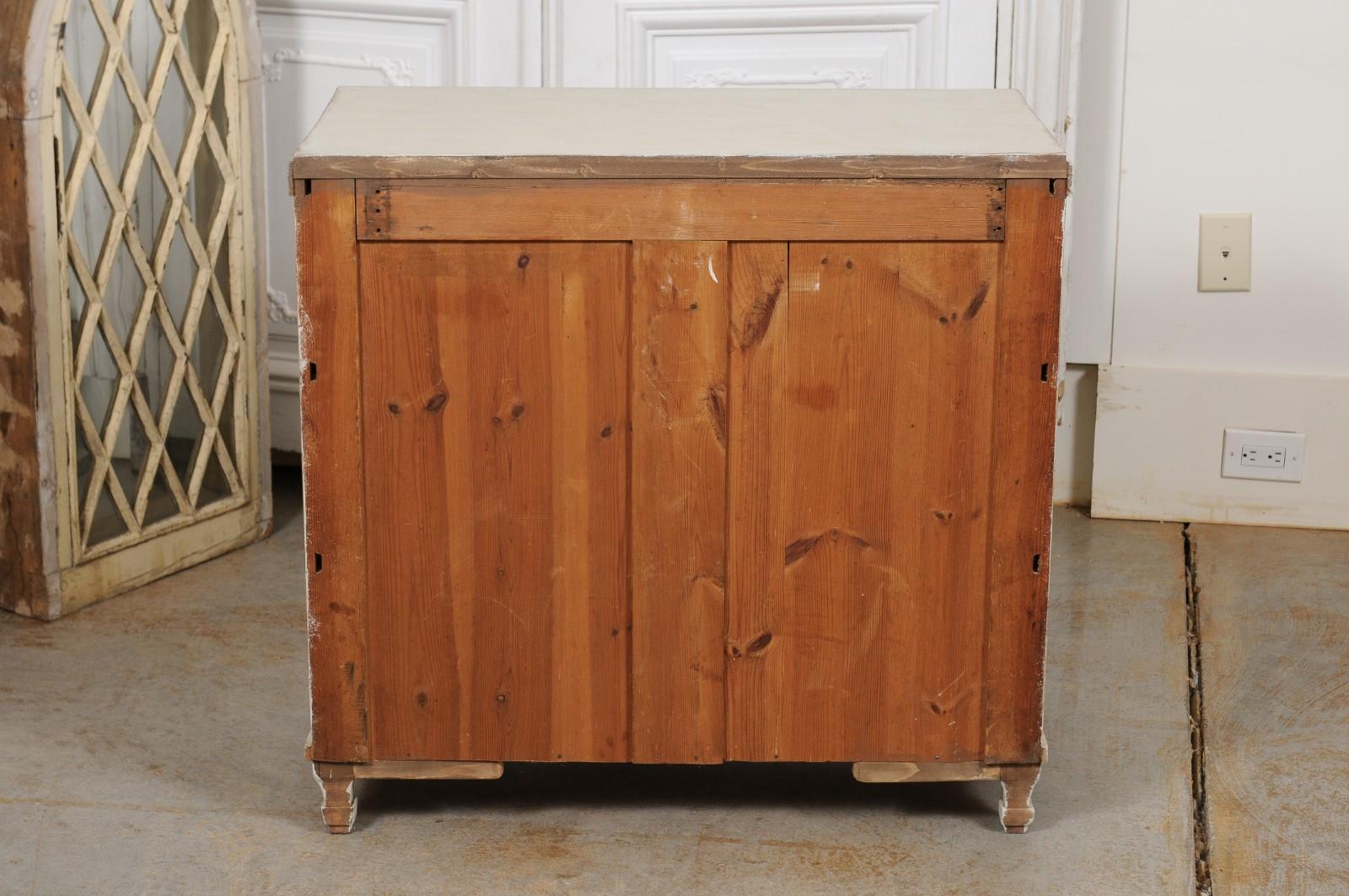Swedish 1865 Neoclassical Style Painted Three-Drawer Chest with Guilloches For Sale 2