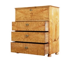 Swedish 1870s Birchwood Butler's Desk with Drop Front and Three Drawers