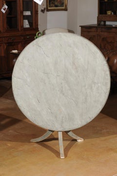 Swedish 1870s Painted Wine Tasting Table with Marbleized Top and Tripod Base