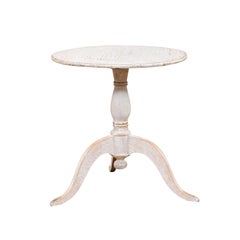 Swedish 1870s Rococo Style Painted Guéridon Table with Pedestal and Tripod Base