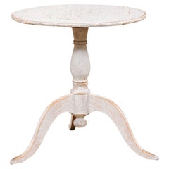 Swedish 1870s Rococo Style Painted Guéridon Table with Pedestal and Tripod Base