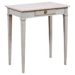 Swedish 1880s Gustavian Style Console Table with Drawer and Carved Rosettes