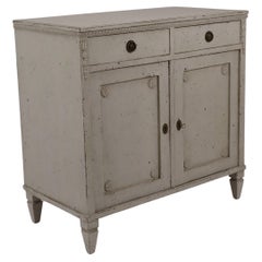 Swedish 1880s Gustavian Style Gray Painted Sideboard with Carved Guilloches