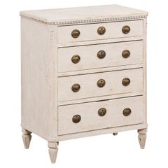 Swedish 1880s Gustavian Style Painted and Carved Chest with Graduated Drawers