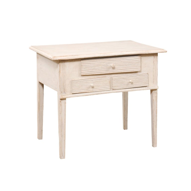 Swedish 1880s Gustavian Style Painted Side Table with Three Reeded ...