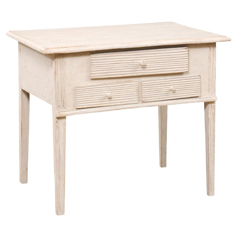 Swedish 1880s Gustavian Style Painted Side Table with Three Reeded ...