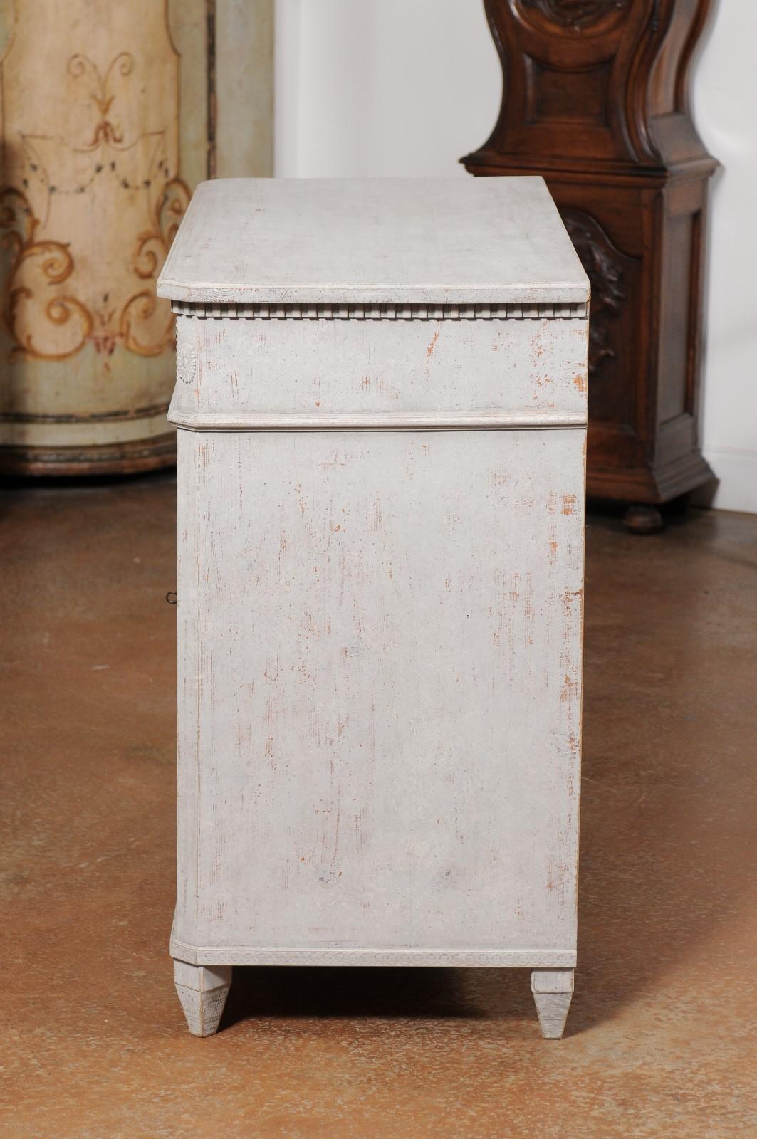 Swedish 1880s Gustavian Style Painted Sideboard with Two Drawers over Two Doors 4