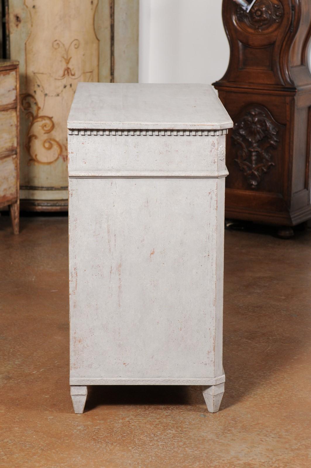 Wood Swedish 1880s Gustavian Style Painted Sideboard with Two Drawers over Two Doors