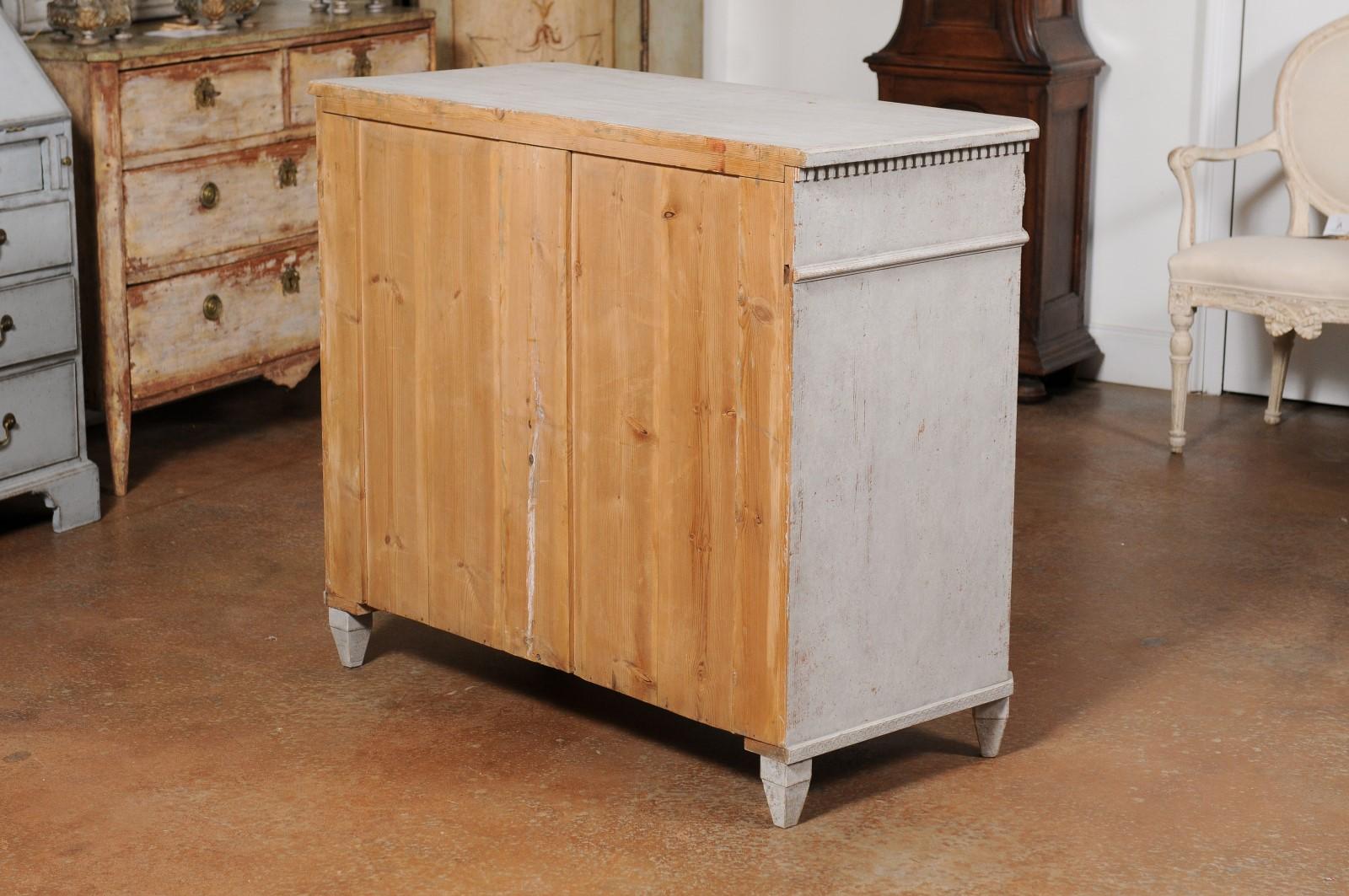 Swedish 1880s Gustavian Style Painted Sideboard with Two Drawers over Two Doors 1