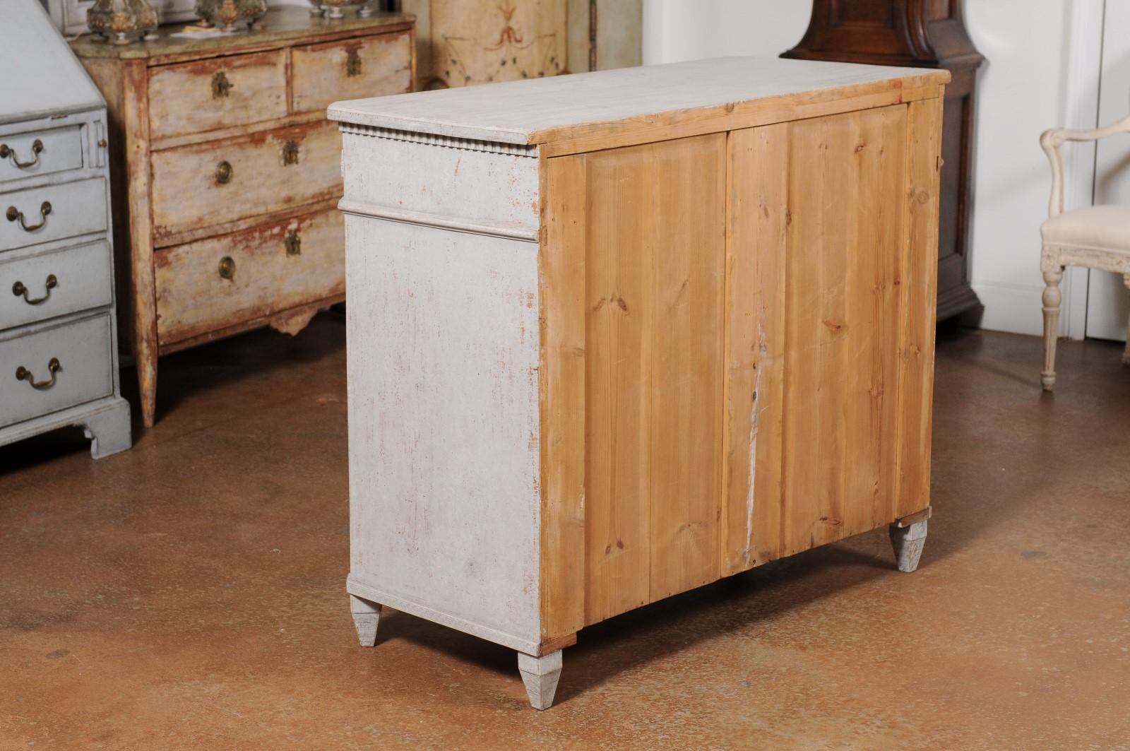 Swedish 1880s Gustavian Style Painted Sideboard with Two Drawers over Two Doors 3