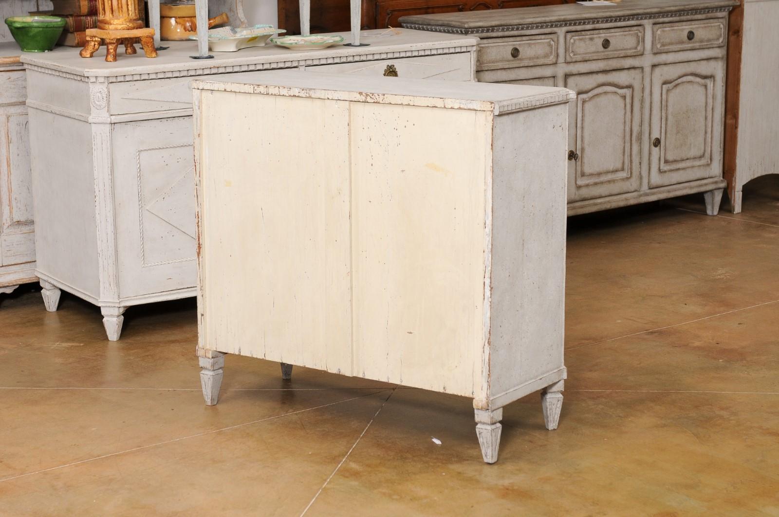 Swedish 1880s Gustavian Style Painted Wood Sideboard with Carved Diamond Motifs For Sale 2