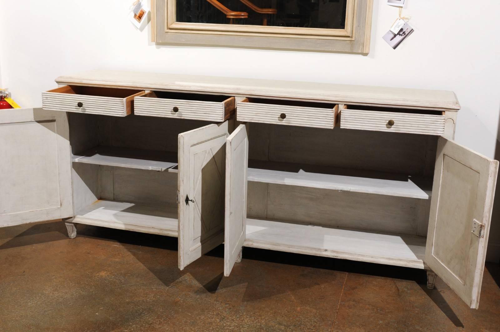 Wood Swedish 1880s Gustavian Style Sideboard with Diamond Motifs, Doors and Drawers