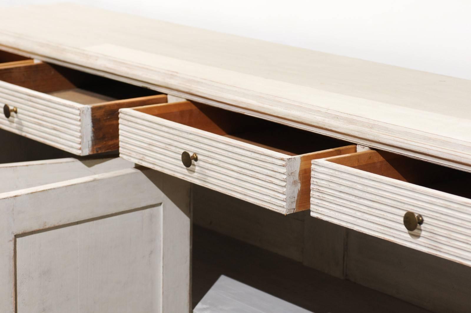 Swedish 1880s Gustavian Style Sideboard with Diamond Motifs, Doors and Drawers 1