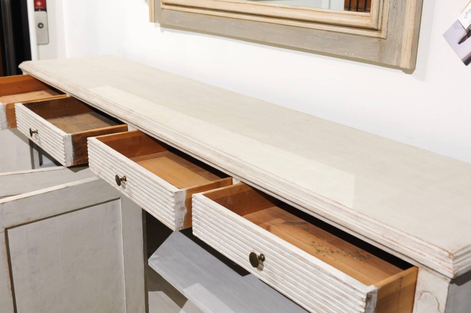 Swedish 1880s Gustavian Style Sideboard with Diamond Motifs, Doors and Drawers 3