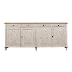 Swedish 1880s Gustavian Style Sideboard with Diamond Motifs, Doors and Drawers