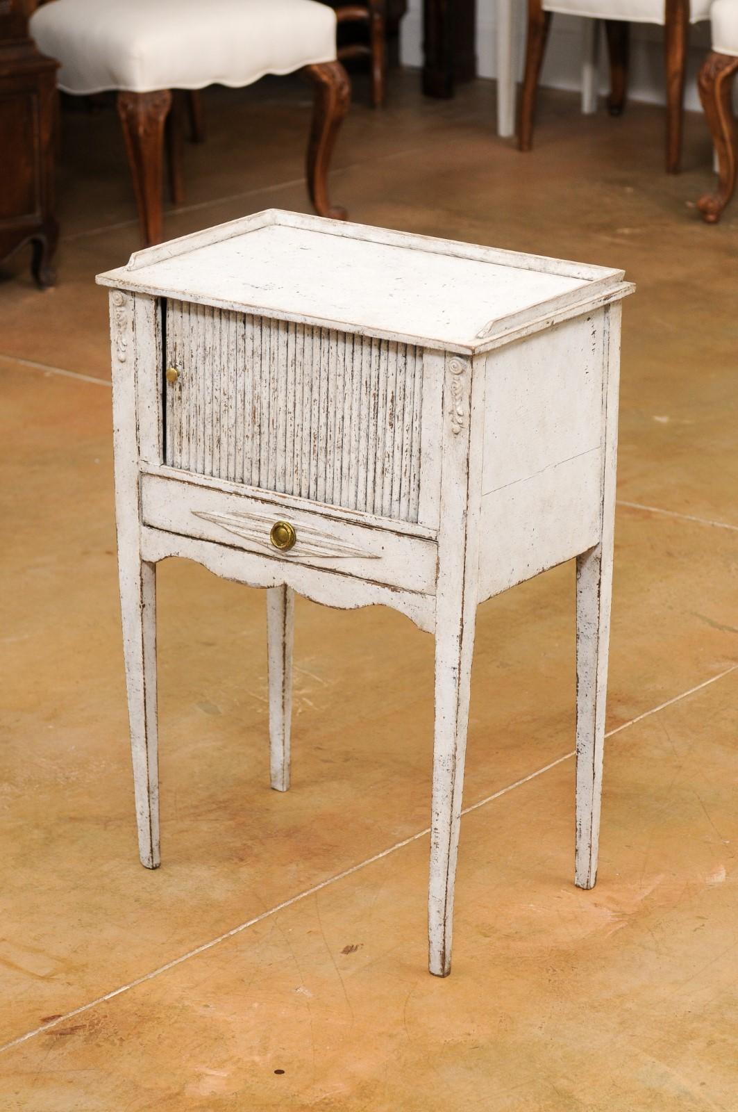 Swedish 1880s Painted Wood Lamp Table with Tambour Door and Single Drawer 8