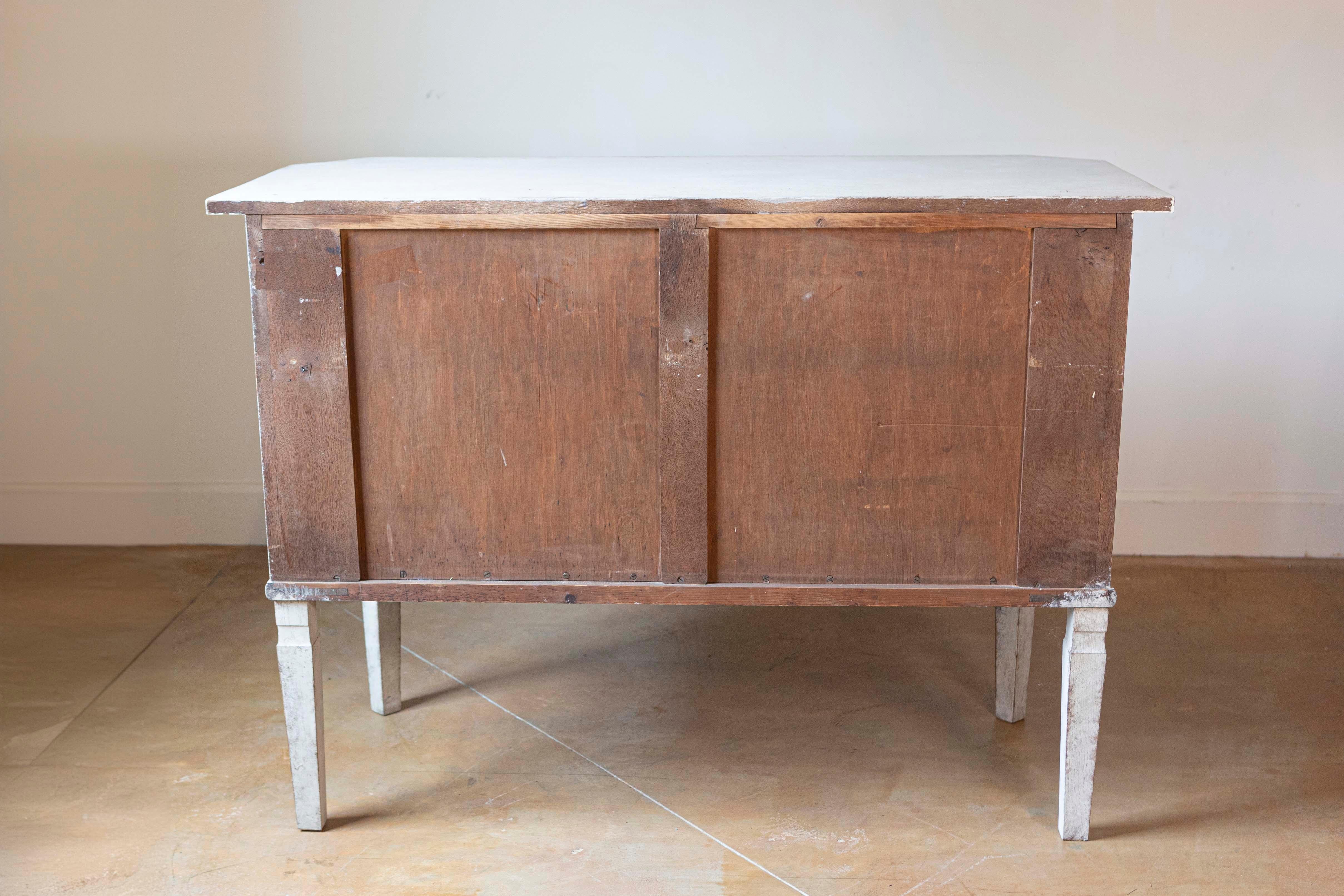 Swedish 1890 Painted Sideboard with Two Drawers, Two Doors and Fluted Side Posts For Sale 4