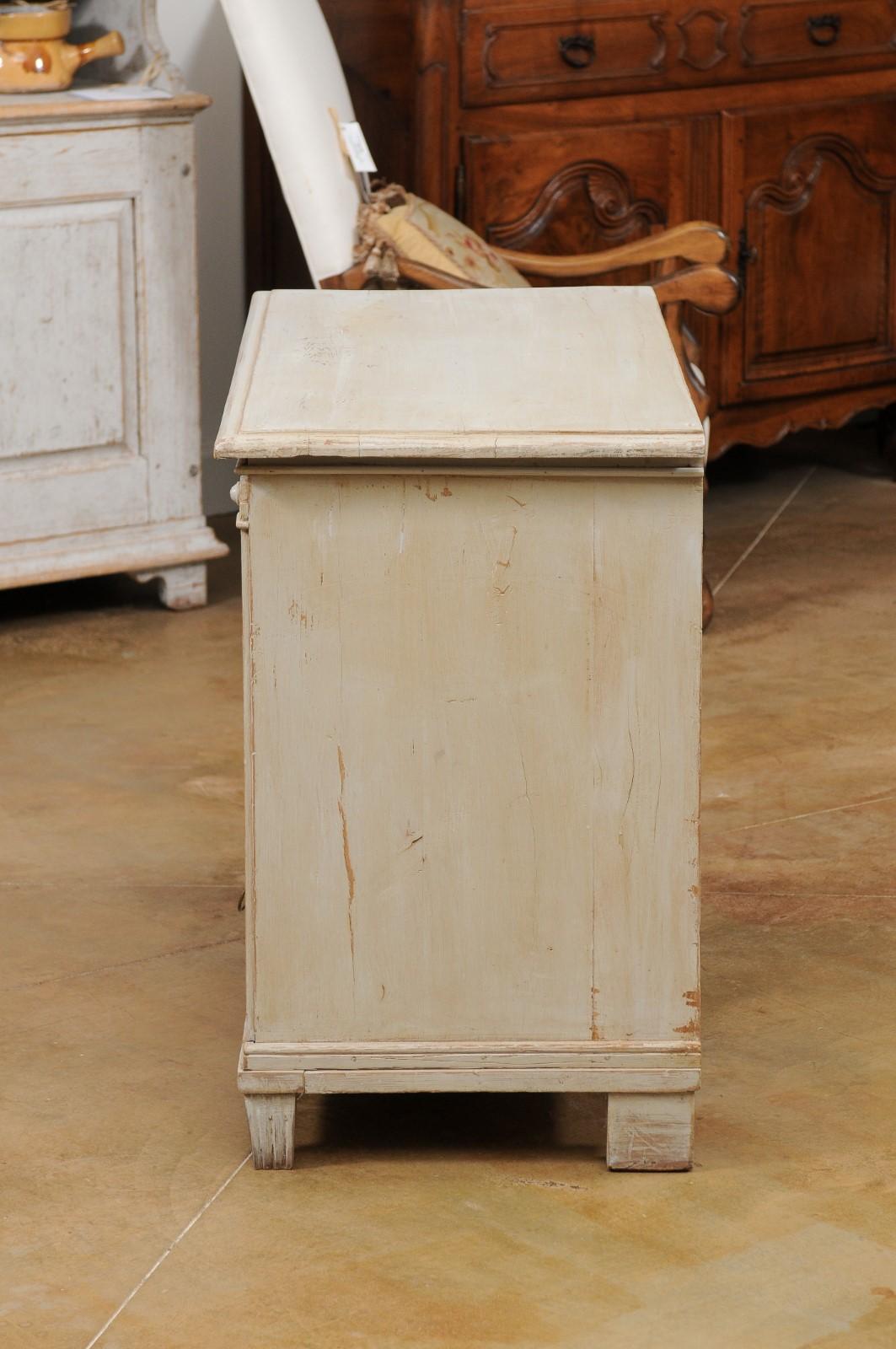 Swedish 1890s Gustavian Style Chest with Three Drawers and Fluted Side Posts 1